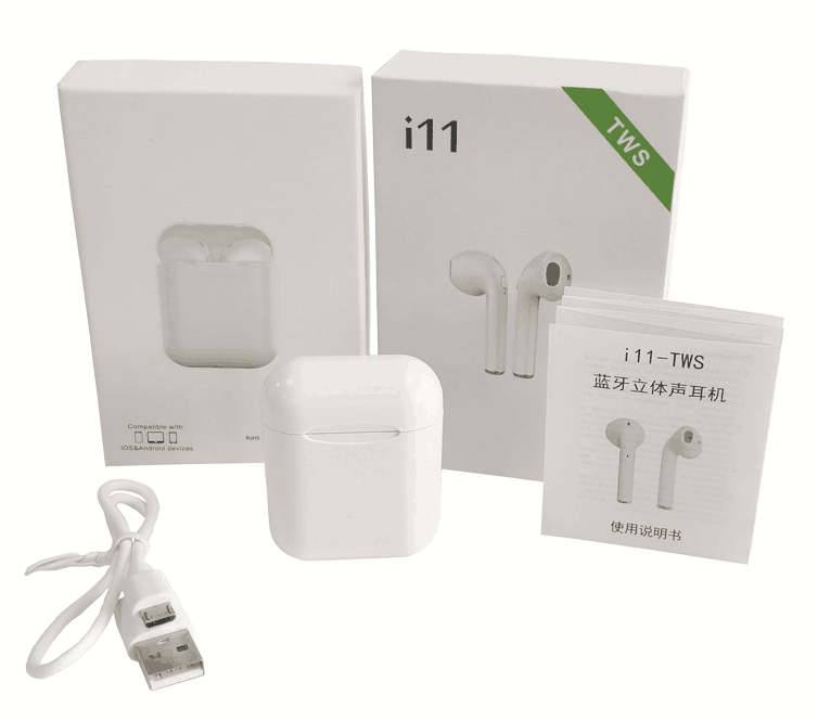 Hot Sale Amazon Twins i11 V5.0 TWS Stereo Earbuds With Charging Case Wireless Charging